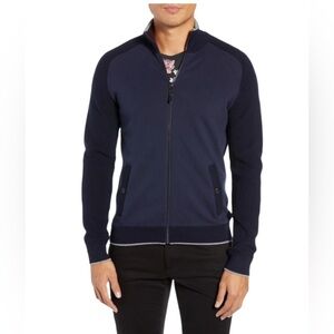 Ted Baker London Zip Sweater Jacket Navy Knit Size 5 XL